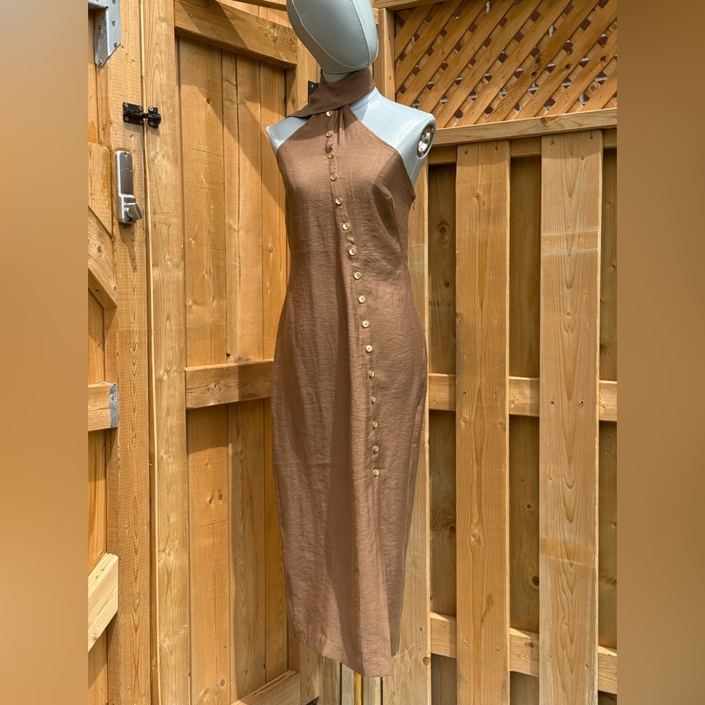 🆕 CULT GAIA 🧿 NWOT Romia Button-Detail Dress, Affogato Brown - Sz XS - Picture 5 of 15